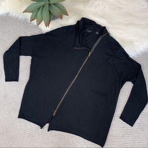 RDI black asymmetric zip front dolman cardigan size medium